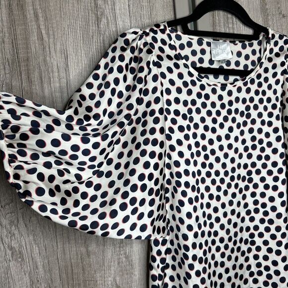 Hi There from Karen Walker Top Satin Polka Dot Balloon Sleeves Size 2 - Picture 5 of 5